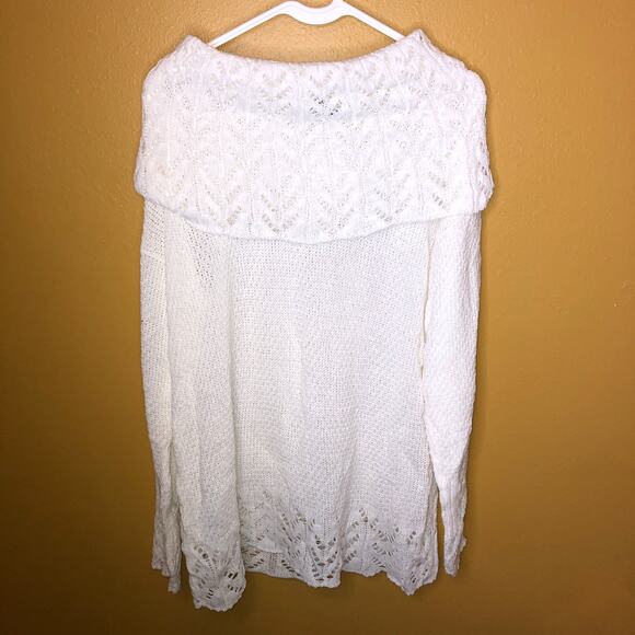 New Directions White Scarf Neck Sweater, XL - Picture 3 of 6